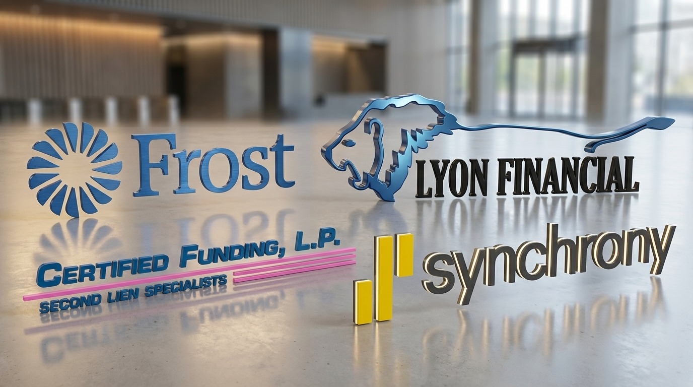 Financing partner logos — Lyon Financial, Frost, Certified Funding, Synchrony